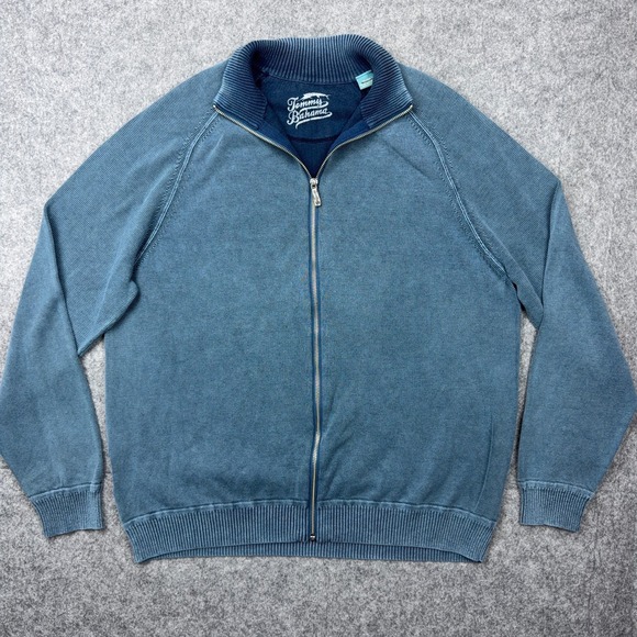 Tommy Bahama Sweater Mens XL Blue Full Zip 100% Cotton Lightweight Jacket Casual - Picture 2 of 11